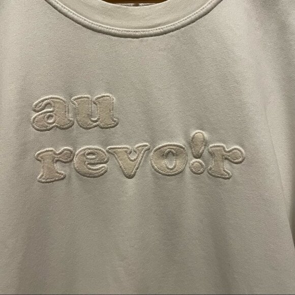 Madewell Sézane-Inspired “Au Revoir” White Cotton Crewneck Sweatshirt - Picture 5 of 9